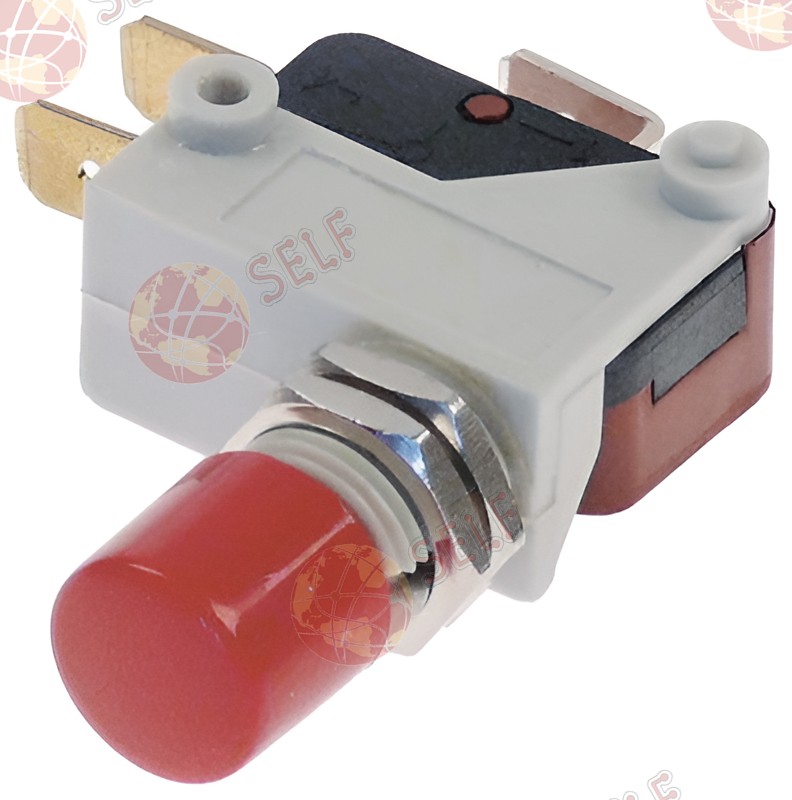 Basma düğmeli mikro anahtar, m11x1 dişli, erkek faston 6,3 mm bağlantı, 1co 250 v 16 a